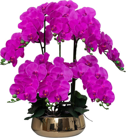 Orchids Artificial Flowers in Large Ceramic Vase 24.8'' Faux Orchid Plant