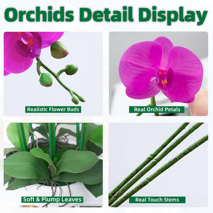 Orchids Artificial Flowers in Large Ceramic Vase 24.8'' Faux Orchid Plant