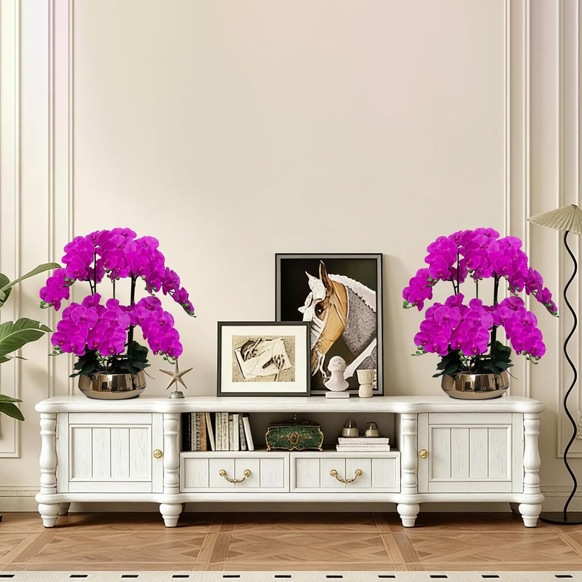 Orchids Artificial Flowers in Large Ceramic Vase 24.8'' Faux Orchid Plant