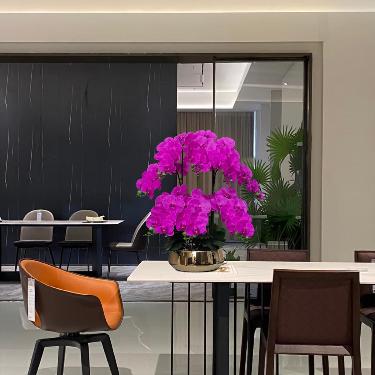 Orchids Artificial Flowers in Large Ceramic Vase 24.8'' Faux Orchid Plant