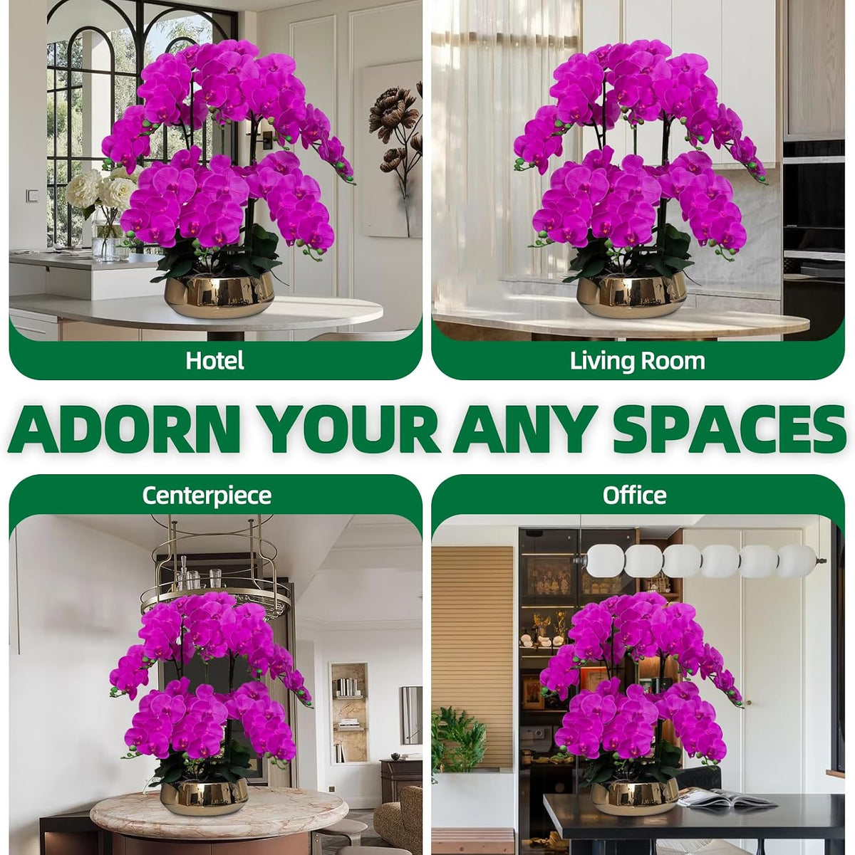 Orchids Artificial Flowers in Large Ceramic Vase 24.8'' Faux Orchid Plant