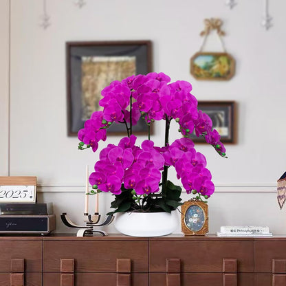 Orchids Artificial Flowers in Large Ceramic Vase 24.8'' Faux Orchid Plant