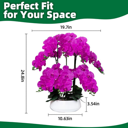 Orchids Artificial Flowers in Large Ceramic Vase 24.8'' Faux Orchid Plant