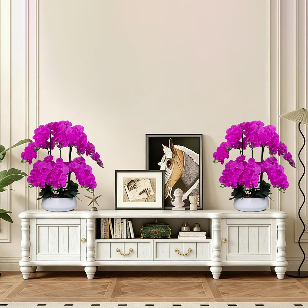 Orchids Artificial Flowers in Large Ceramic Vase 24.8'' Faux Orchid Plant