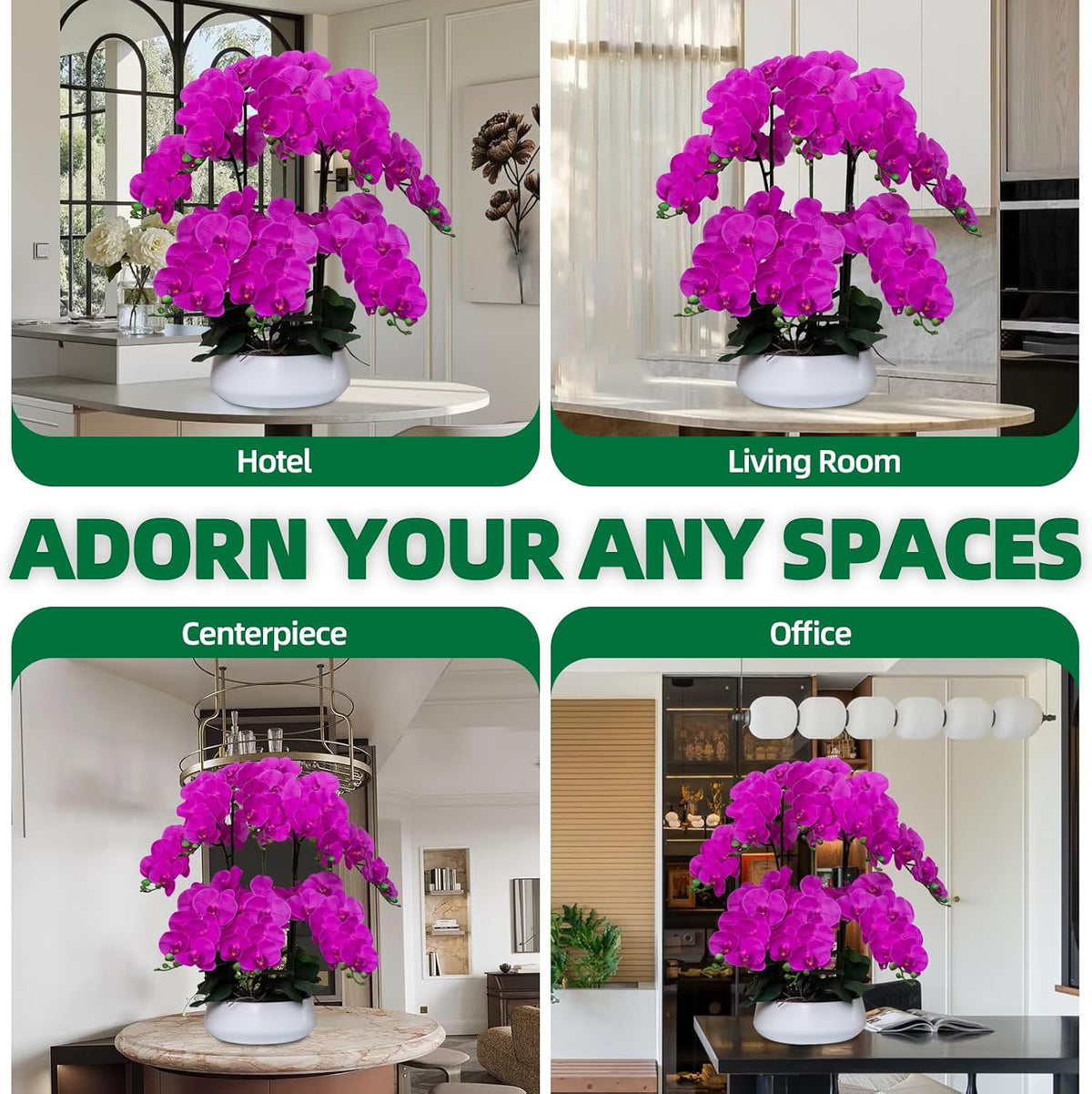 Orchids Artificial Flowers in Large Ceramic Vase 24.8'' Faux Orchid Plant
