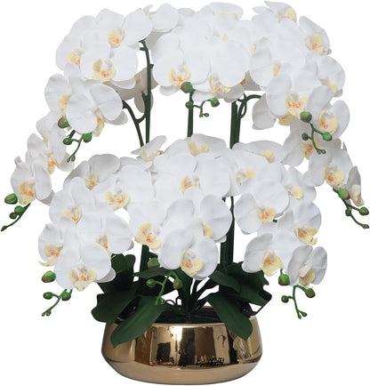Orchids Artificial Flowers in Large Ceramic Vase 24.8'' Faux Orchid Plant