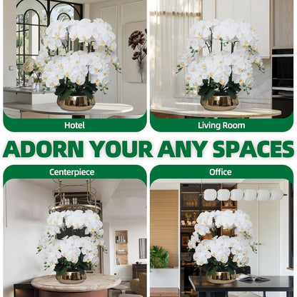 Orchids Artificial Flowers in Large Ceramic Vase 24.8'' Faux Orchid Plant