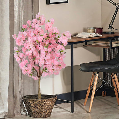 6Ft Tall Cherry Blossom Artificial Tree, Fake Tree Faux Silk Plant with Plastic Nursery Pot,Artificial Plants for Home Office Indoor Decor(Pink)