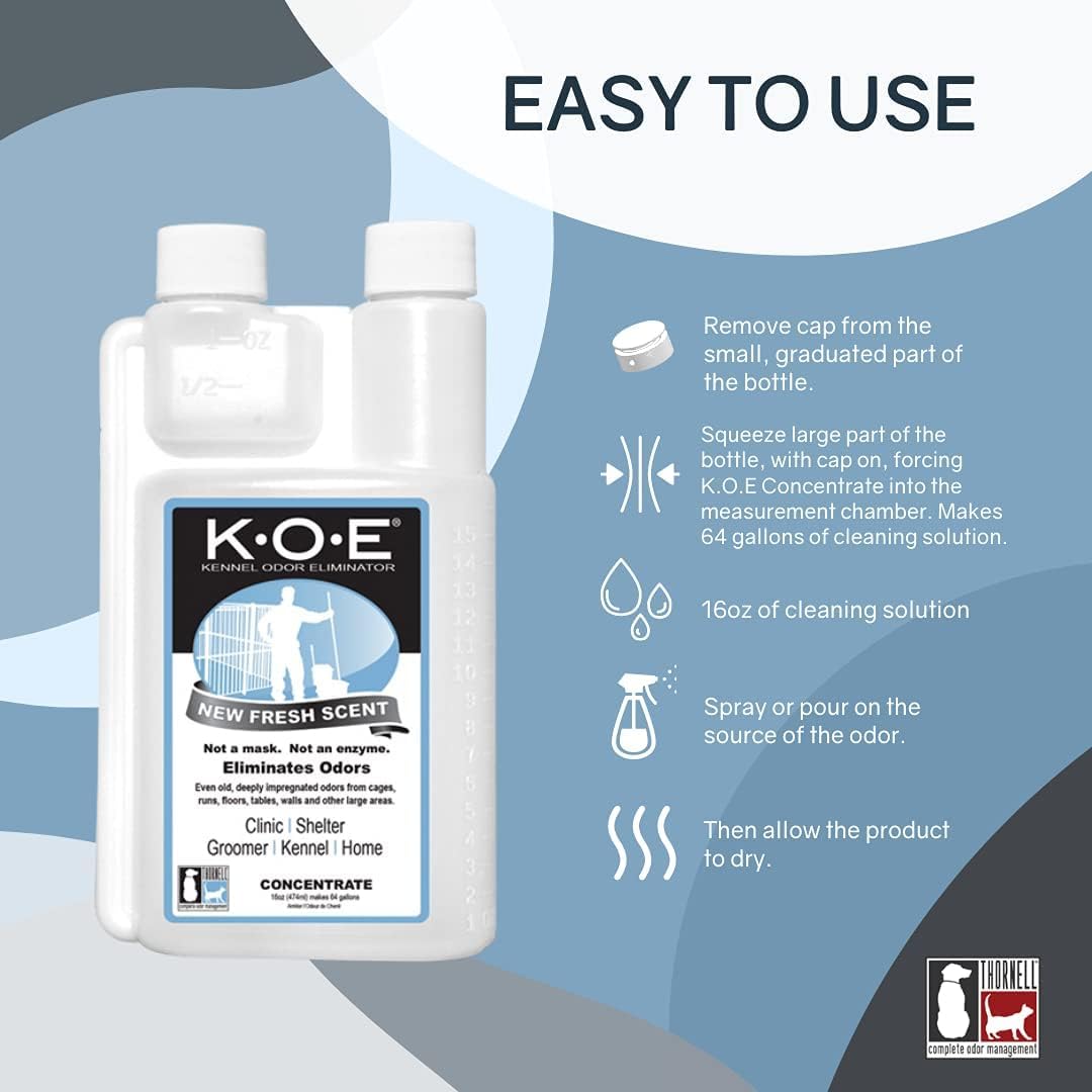 K.O.E. Fresh Scent Odor Eliminator Concentrate – For Strong Odor on Cages, Floor, & More – Non-Enzymatic For Home & Dog Kennel – Home & Pet Supplies (1 Gal)