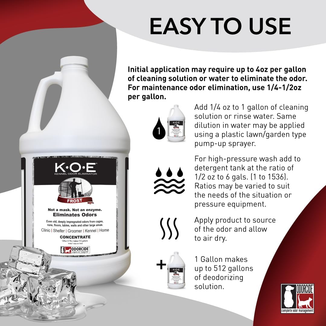 K.O.E. Fresh Scent Odor Eliminator Concentrate – For Strong Odor on Cages, Floor, & More – Non-Enzymatic For Home & Dog Kennel – Home & Pet Supplies (1 Gal)