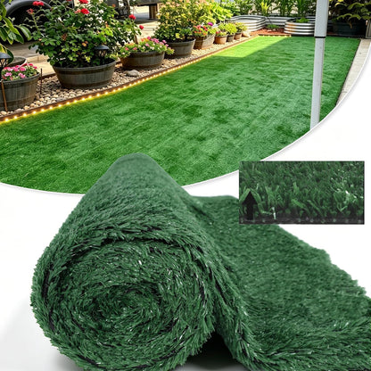 3x24 FT Artificial Grass Rug, 15mm Pile Height, Vintage Green