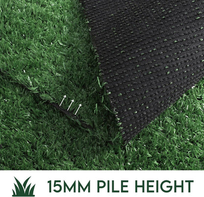 3x24 FT Artificial Grass Rug, 15mm Pile Height, Vintage Green