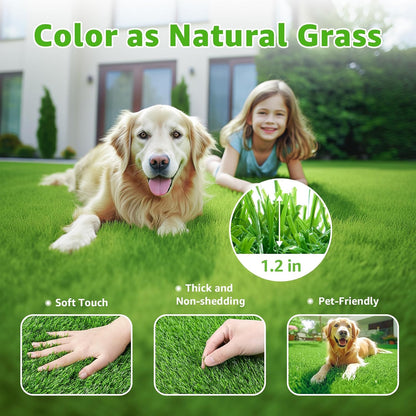 Artificial Turf Grass Outdoor, 3x5FT Fake Grass with Drainage Holes
