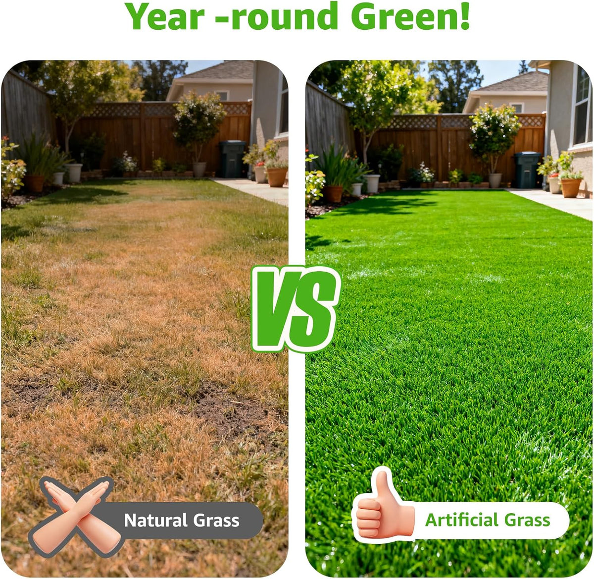 Artificial Turf Grass Outdoor, 3x5FT Fake Grass with Drainage Holes