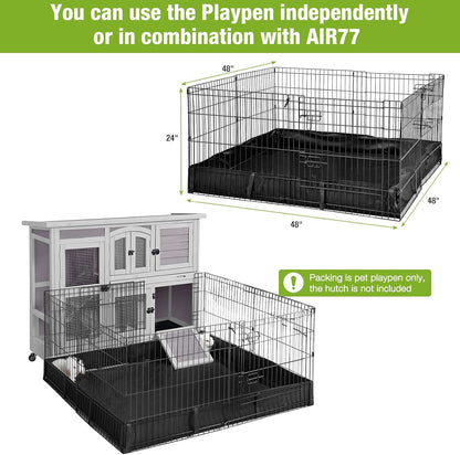 Rabbit Pet Playpen Guinea Pig Cage with Waterproof PVC Bottom Liner, Triple Fixing Cage for Rabbit, Guinea Pigs, Bunny, Hedgehog, Small Animal Indoor Playpen, 48''L x 48''W x 24''H