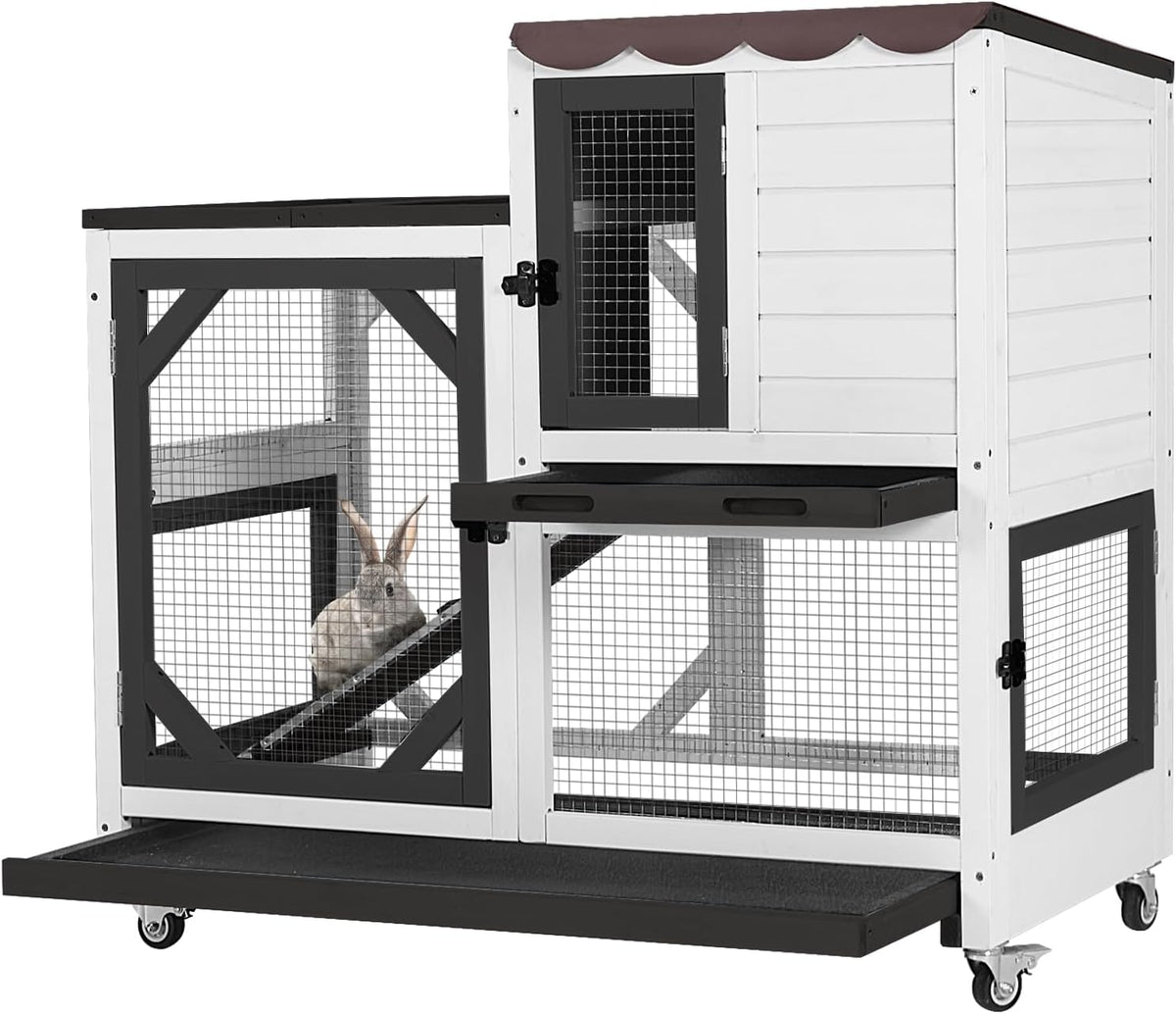 Rabbit Pet Playpen Guinea Pig Cage with Waterproof PVC Bottom Liner, Triple Fixing Cage for Rabbit, Guinea Pigs, Bunny, Hedgehog, Small Animal Indoor Playpen, 48''L x 48''W x 24''H
