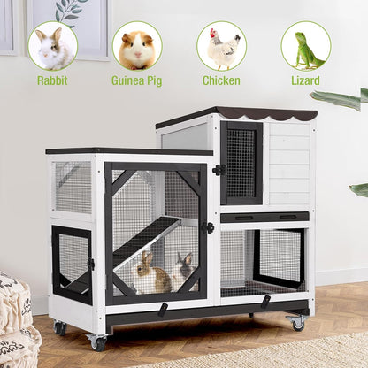 Rabbit Pet Playpen Guinea Pig Cage with Waterproof PVC Bottom Liner, Triple Fixing Cage for Rabbit, Guinea Pigs, Bunny, Hedgehog, Small Animal Indoor Playpen, 48''L x 48''W x 24''H