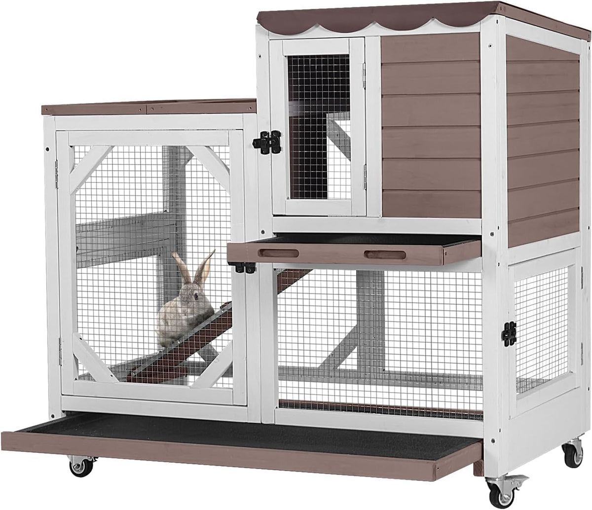 Rabbit Pet Playpen Guinea Pig Cage with Waterproof PVC Bottom Liner, Triple Fixing Cage for Rabbit, Guinea Pigs, Bunny, Hedgehog, Small Animal Indoor Playpen, 48''L x 48''W x 24''H