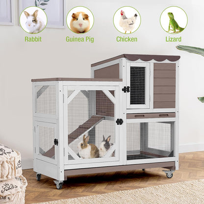 Rabbit Pet Playpen Guinea Pig Cage with Waterproof PVC Bottom Liner, Triple Fixing Cage for Rabbit, Guinea Pigs, Bunny, Hedgehog, Small Animal Indoor Playpen, 48''L x 48''W x 24''H
