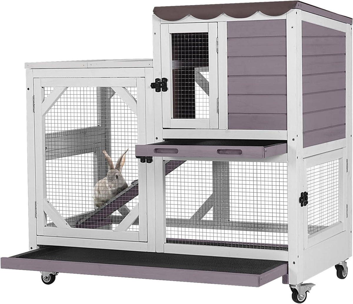 Rabbit Pet Playpen Guinea Pig Cage with Waterproof PVC Bottom Liner, Triple Fixing Cage for Rabbit, Guinea Pigs, Bunny, Hedgehog, Small Animal Indoor Playpen, 48''L x 48''W x 24''H