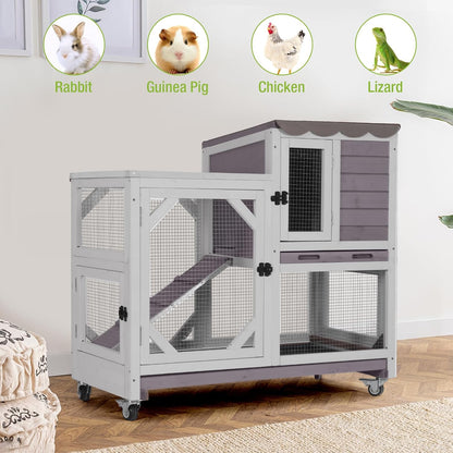 Rabbit Pet Playpen Guinea Pig Cage with Waterproof PVC Bottom Liner, Triple Fixing Cage for Rabbit, Guinea Pigs, Bunny, Hedgehog, Small Animal Indoor Playpen, 48''L x 48''W x 24''H