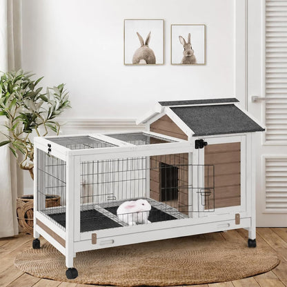 Rabbit Pet Playpen Guinea Pig Cage with Waterproof PVC Bottom Liner, Triple Fixing Cage for Rabbit, Guinea Pigs, Bunny, Hedgehog, Small Animal Indoor Playpen, 48''L x 48''W x 24''H