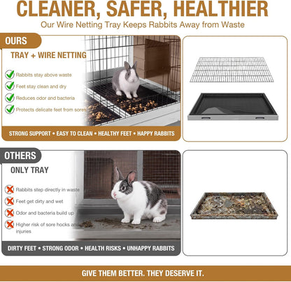 Rabbit Pet Playpen Guinea Pig Cage with Waterproof PVC Bottom Liner, Triple Fixing Cage for Rabbit, Guinea Pigs, Bunny, Hedgehog, Small Animal Indoor Playpen, 48''L x 48''W x 24''H