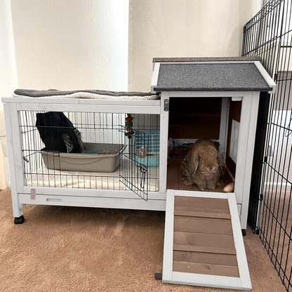 Rabbit Pet Playpen Guinea Pig Cage with Waterproof PVC Bottom Liner, Triple Fixing Cage for Rabbit, Guinea Pigs, Bunny, Hedgehog, Small Animal Indoor Playpen, 48''L x 48''W x 24''H