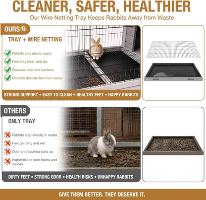 Rabbit Pet Playpen Guinea Pig Cage with Waterproof PVC Bottom Liner, Triple Fixing Cage for Rabbit, Guinea Pigs, Bunny, Hedgehog, Small Animal Indoor Playpen, 48''L x 48''W x 24''H