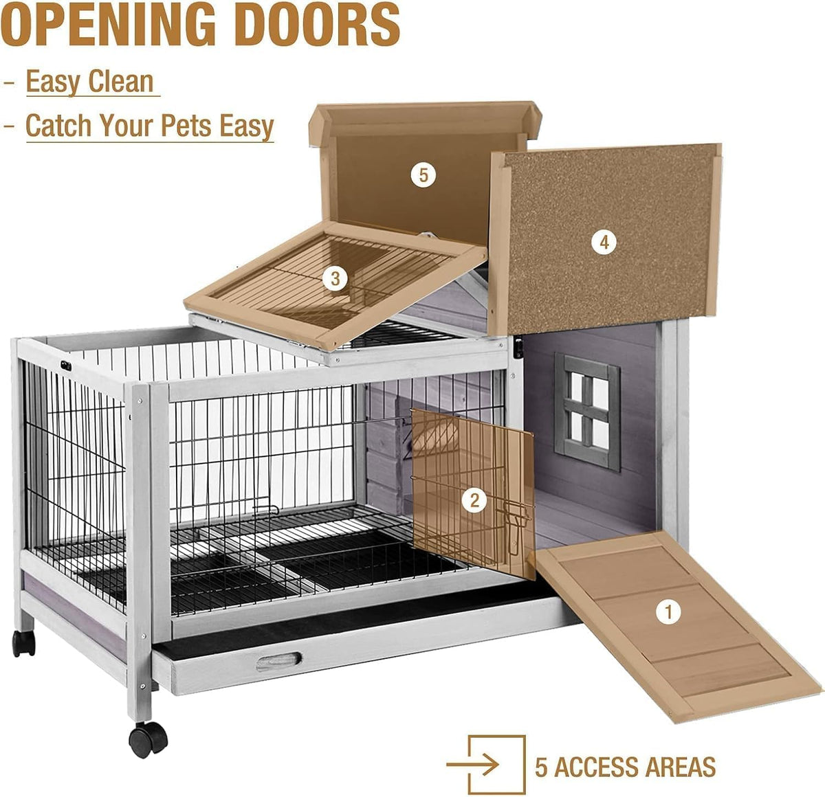 Rabbit Pet Playpen Guinea Pig Cage with Waterproof PVC Bottom Liner, Triple Fixing Cage for Rabbit, Guinea Pigs, Bunny, Hedgehog, Small Animal Indoor Playpen, 48''L x 48''W x 24''H