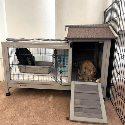 Rabbit Pet Playpen Guinea Pig Cage with Waterproof PVC Bottom Liner, Triple Fixing Cage for Rabbit, Guinea Pigs, Bunny, Hedgehog, Small Animal Indoor Playpen, 48''L x 48''W x 24''H