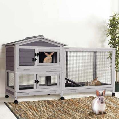 Rabbit Pet Playpen Guinea Pig Cage with Waterproof PVC Bottom Liner, Triple Fixing Cage for Rabbit, Guinea Pigs, Bunny, Hedgehog, Small Animal Indoor Playpen, 48''L x 48''W x 24''H