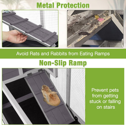 Rabbit Pet Playpen Guinea Pig Cage with Waterproof PVC Bottom Liner, Triple Fixing Cage for Rabbit, Guinea Pigs, Bunny, Hedgehog, Small Animal Indoor Playpen, 48''L x 48''W x 24''H