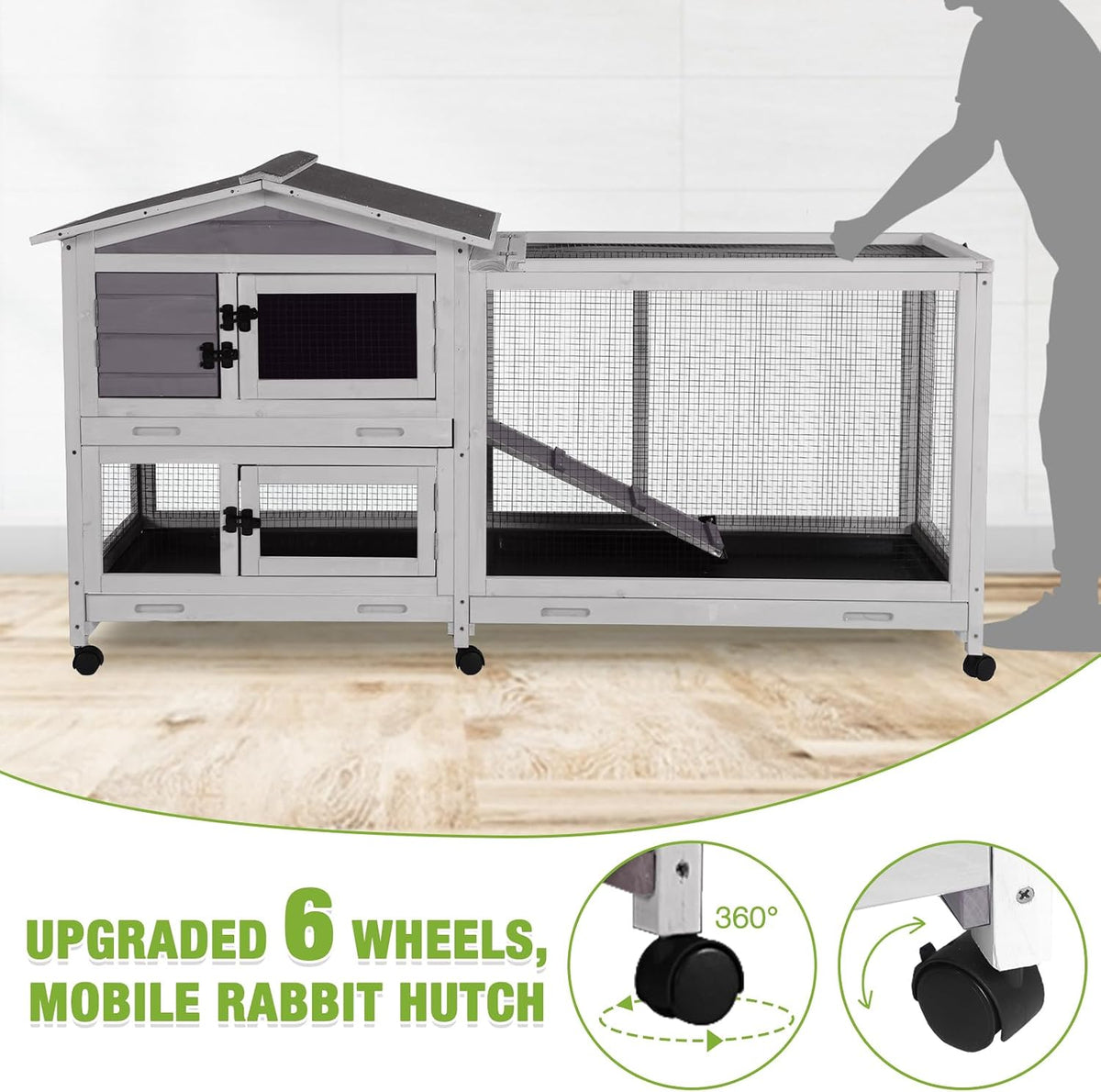 Rabbit Pet Playpen Guinea Pig Cage with Waterproof PVC Bottom Liner, Triple Fixing Cage for Rabbit, Guinea Pigs, Bunny, Hedgehog, Small Animal Indoor Playpen, 48''L x 48''W x 24''H