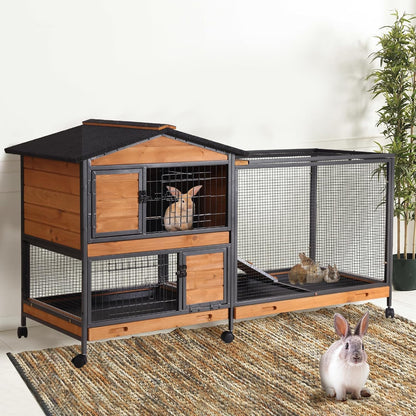 Rabbit Pet Playpen Guinea Pig Cage with Waterproof PVC Bottom Liner, Triple Fixing Cage for Rabbit, Guinea Pigs, Bunny, Hedgehog, Small Animal Indoor Playpen, 48''L x 48''W x 24''H