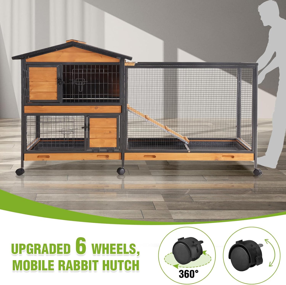 Rabbit Pet Playpen Guinea Pig Cage with Waterproof PVC Bottom Liner, Triple Fixing Cage for Rabbit, Guinea Pigs, Bunny, Hedgehog, Small Animal Indoor Playpen, 48''L x 48''W x 24''H