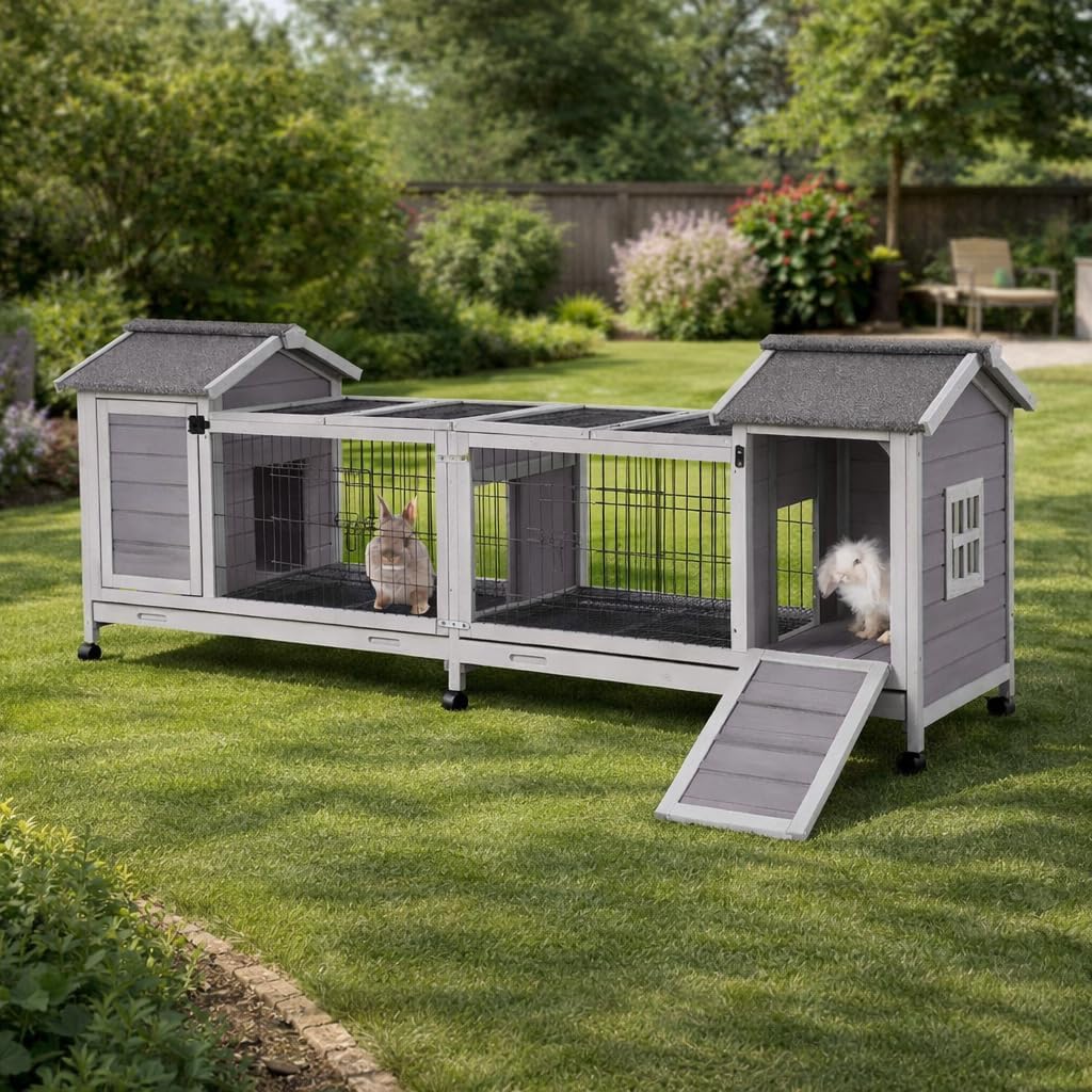 Rabbit Pet Playpen Guinea Pig Cage with Waterproof PVC Bottom Liner, Triple Fixing Cage for Rabbit, Guinea Pigs, Bunny, Hedgehog, Small Animal Indoor Playpen, 48''L x 48''W x 24''H