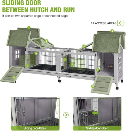 Rabbit Pet Playpen Guinea Pig Cage with Waterproof PVC Bottom Liner, Triple Fixing Cage for Rabbit, Guinea Pigs, Bunny, Hedgehog, Small Animal Indoor Playpen, 48''L x 48''W x 24''H