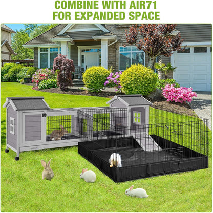 Rabbit Pet Playpen Guinea Pig Cage with Waterproof PVC Bottom Liner, Triple Fixing Cage for Rabbit, Guinea Pigs, Bunny, Hedgehog, Small Animal Indoor Playpen, 48''L x 48''W x 24''H