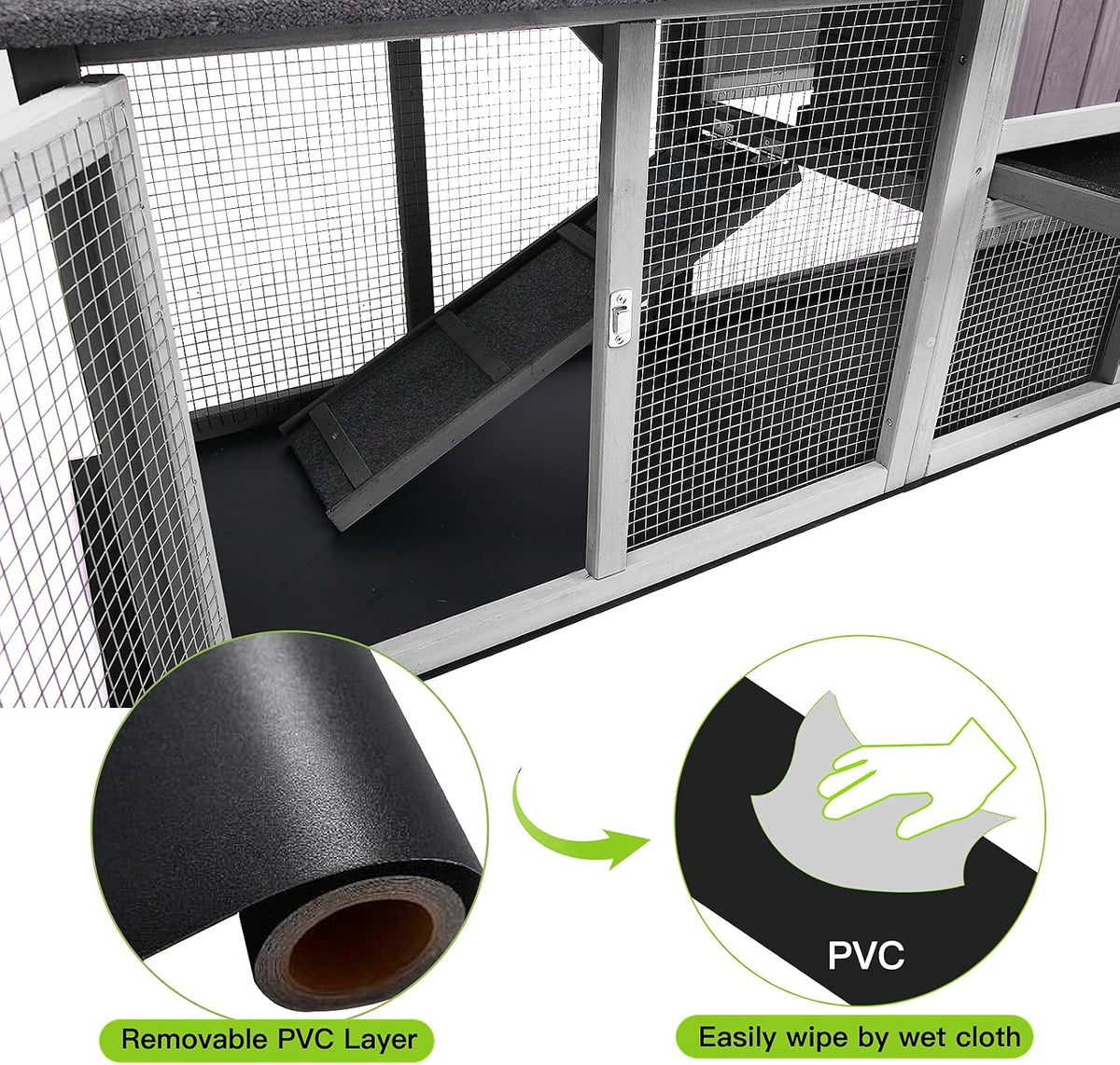 Rabbit Pet Playpen Guinea Pig Cage with Waterproof PVC Bottom Liner, Triple Fixing Cage for Rabbit, Guinea Pigs, Bunny, Hedgehog, Small Animal Indoor Playpen, 48''L x 48''W x 24''H