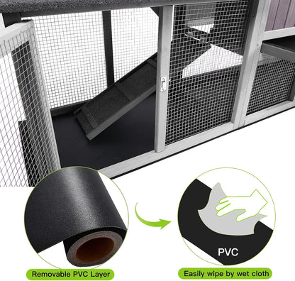 Rabbit Pet Playpen Guinea Pig Cage with Waterproof PVC Bottom Liner, Triple Fixing Cage for Rabbit, Guinea Pigs, Bunny, Hedgehog, Small Animal Indoor Playpen, 48''L x 48''W x 24''H
