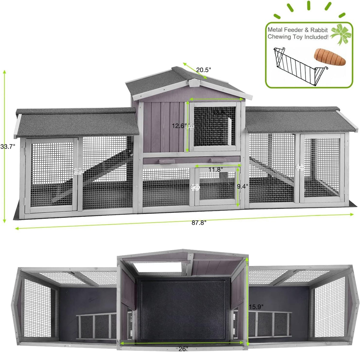 Rabbit Pet Playpen Guinea Pig Cage with Waterproof PVC Bottom Liner, Triple Fixing Cage for Rabbit, Guinea Pigs, Bunny, Hedgehog, Small Animal Indoor Playpen, 48''L x 48''W x 24''H