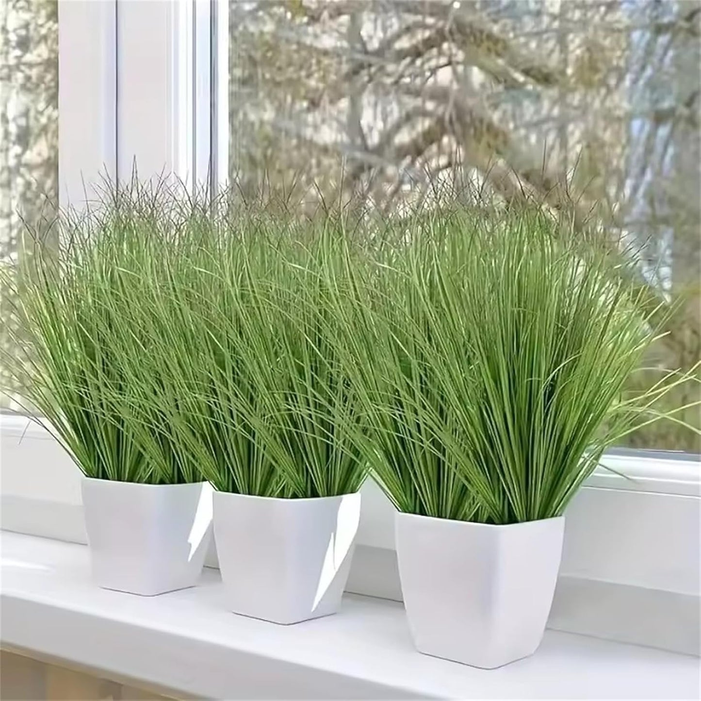 30Pcs Onion Grass Artificial Plants Outdoor, Faux Shrubs Wheat Grass, Artificial Tall Grass Fake Plants for Indoor Home Decor, Artificial Onion Grass Greenery Stems Weed Bushes (Green Red Tail)