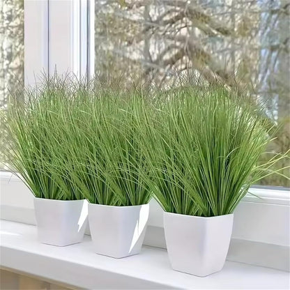 30Pcs Onion Grass Artificial Plants Outdoor, Faux Shrubs Wheat Grass, Artificial Tall Grass Fake Plants for Indoor Home Decor, Artificial Onion Grass Greenery Stems Weed Bushes (Green Red Tail)