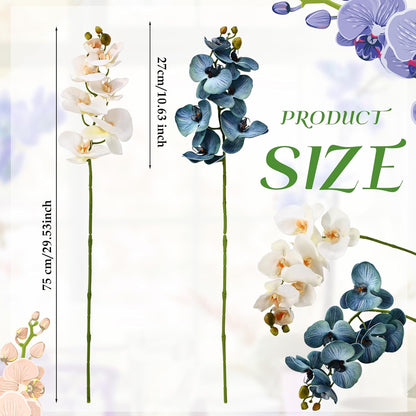 2 Pieces Artificial Phalaenopsis with Suction Cups Terrarium Plant Decoration Reptile Habitat Plant Decor for Hermit Crab Lizards Geckos Snake Reptile (Dark Pink, White Yellow)