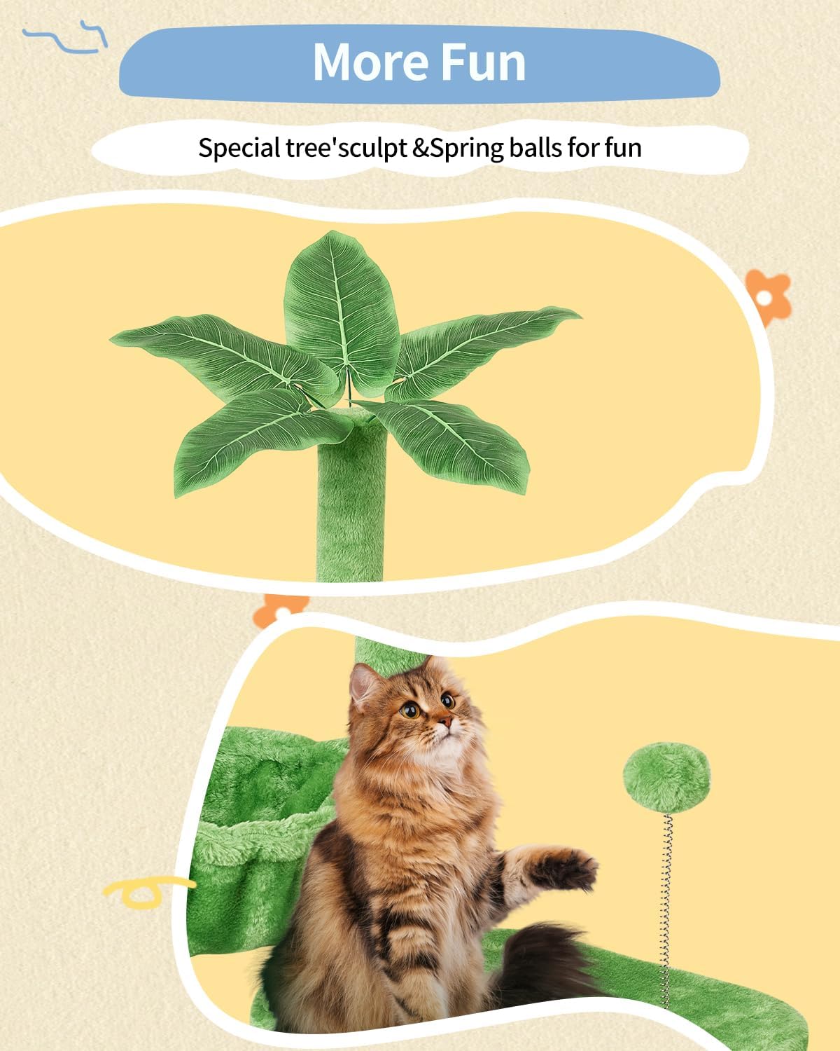 Cat Tree Cat Tower Condo with Sisal Scratching Post for Indoor Cats Tree Furniture with Hammock Perch and Kitten Ball Toys, Multi-Level Pet Activity Center (Green)