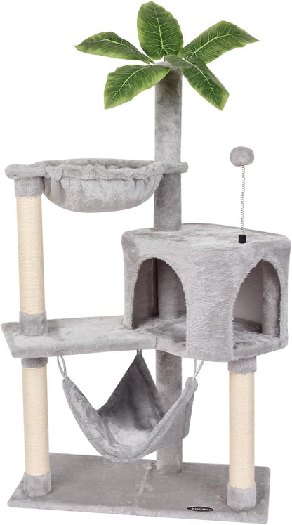 Cat Tree Cat Tower Condo with Sisal Scratching Post for Indoor Cats Tree Furniture with Hammock Perch and Kitten Ball Toys, Multi-Level Pet Activity Center (Green)