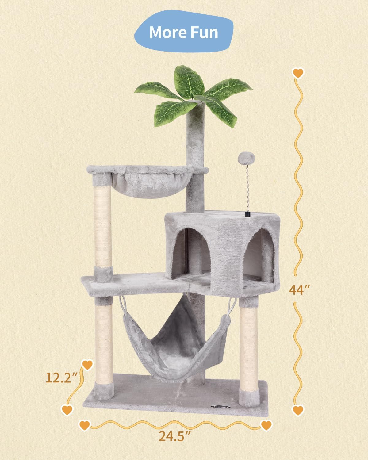 Cat Tree Cat Tower Condo with Sisal Scratching Post for Indoor Cats Tree Furniture with Hammock Perch and Kitten Ball Toys, Multi-Level Pet Activity Center (Green)