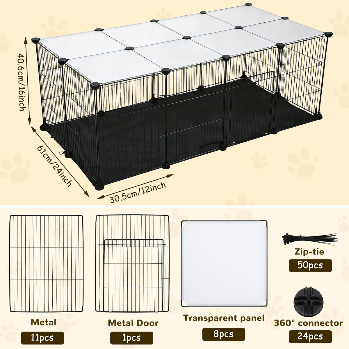 21 Panels Small Animal Playpen with Door and Mat