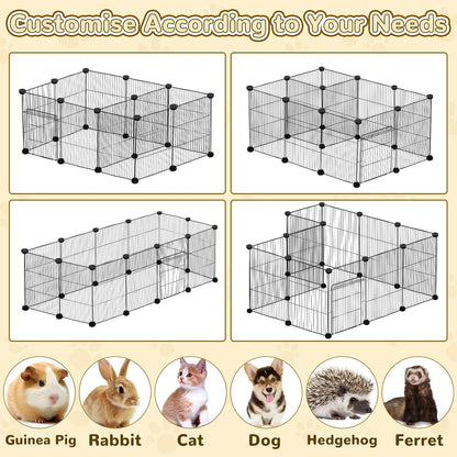 21 Panels Small Animal Playpen with Door and Mat